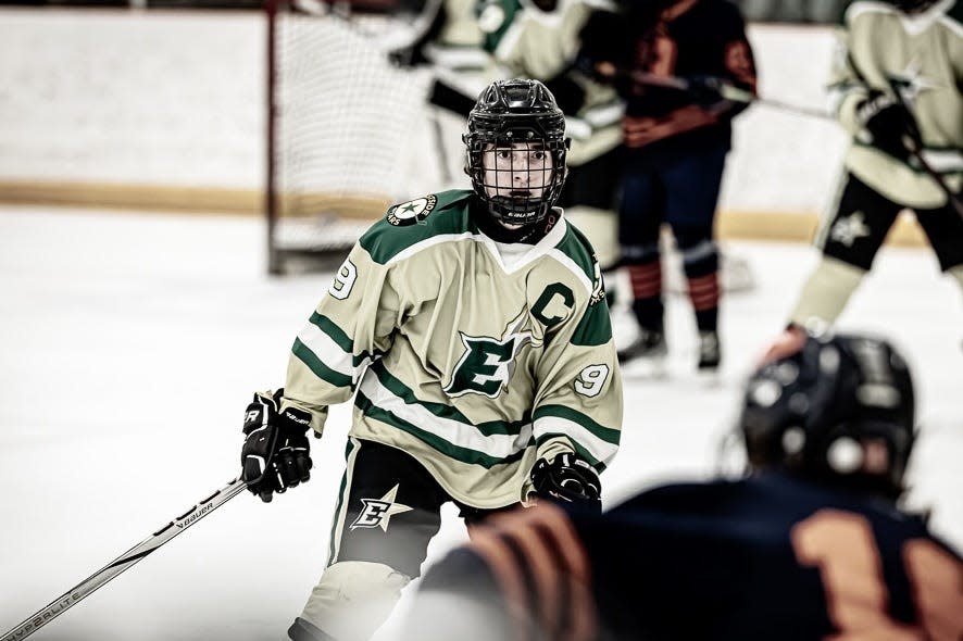 Jack Monaghan was an all-state selection as a forward in Division 1 by the Michigan High School Hockey Coaches Association.