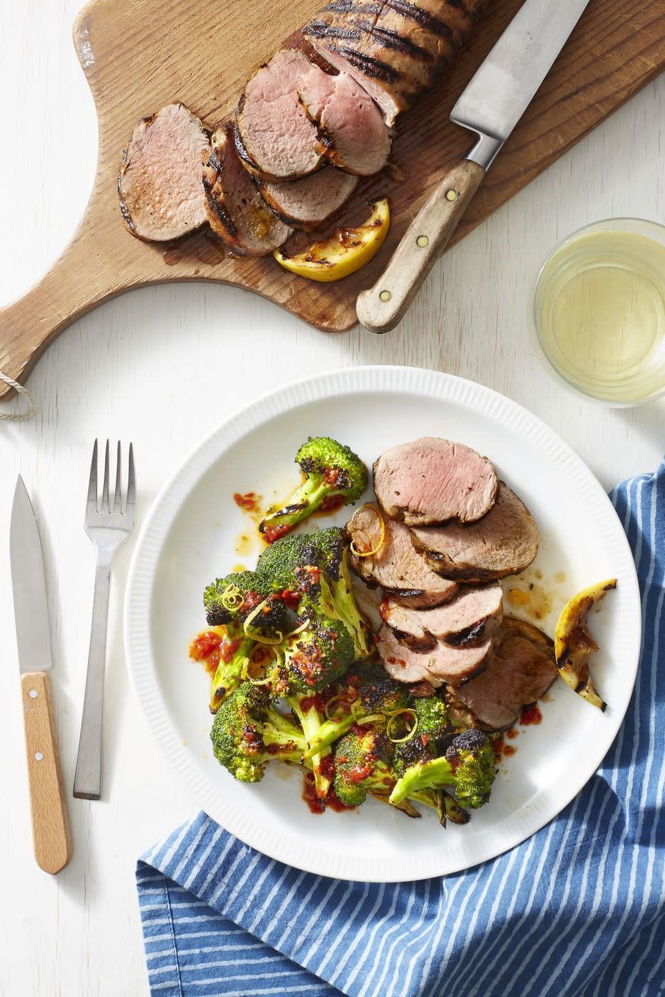 Grilled Pork With Charred Harissa Broccoli