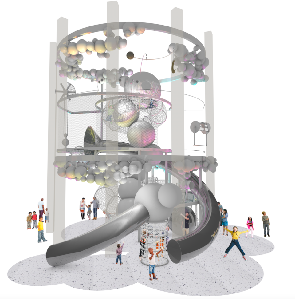 The National Children’s Museum includes the Dream Machine, a massive indoor climbing structure, shown here in a rendering.