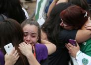 <p>Fans of Chapecoense soccer team react in front of the Arena Conda stadium in Chapeco, Brazil, November 29, 2016. REUTERS/Paulo Whitaker </p>