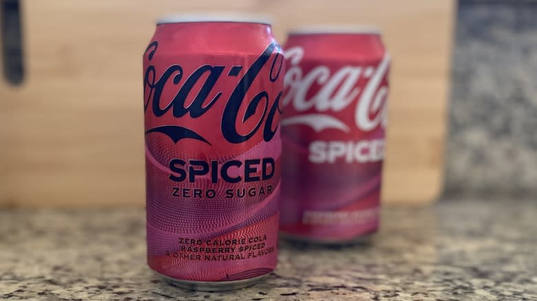 Coke Spiced cans staggered