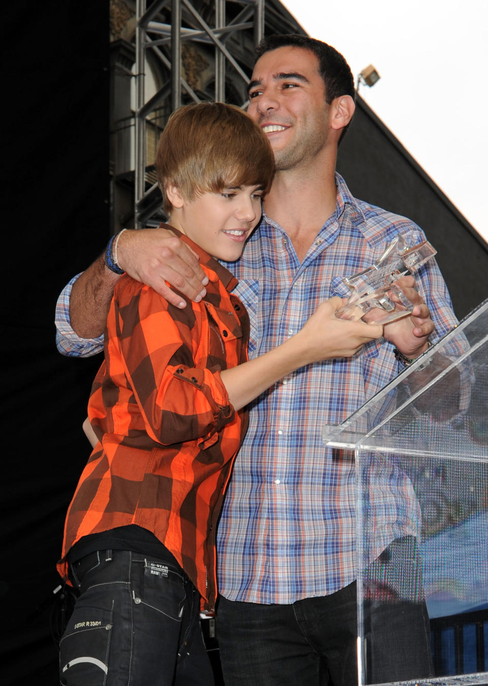 Justin Bieber and Scooter Braun in 2010. (Frazer Harrison/WireImage)