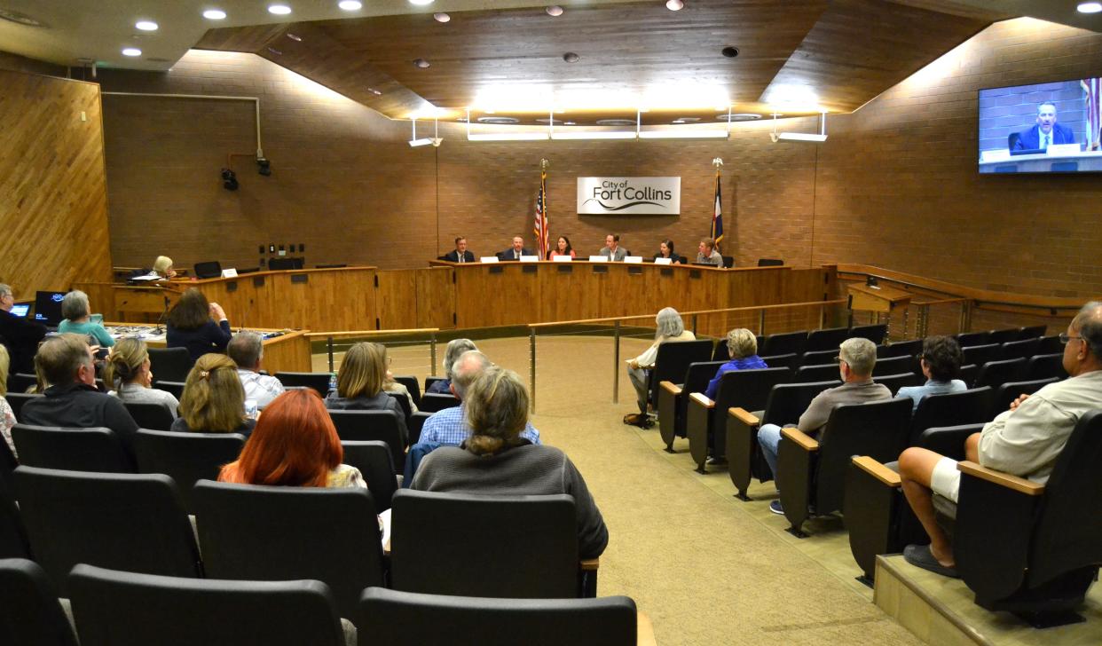 Candidates for the Poudre School District Board of Education participate in League of Women Voters forum Monday, Oct. 2, 2023, in the Fort Collins City Council Chambers in Fort Collins, Colo.