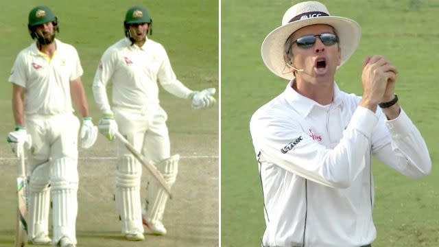 Burns and Khawaja were not impressed. Image: Fox Sports