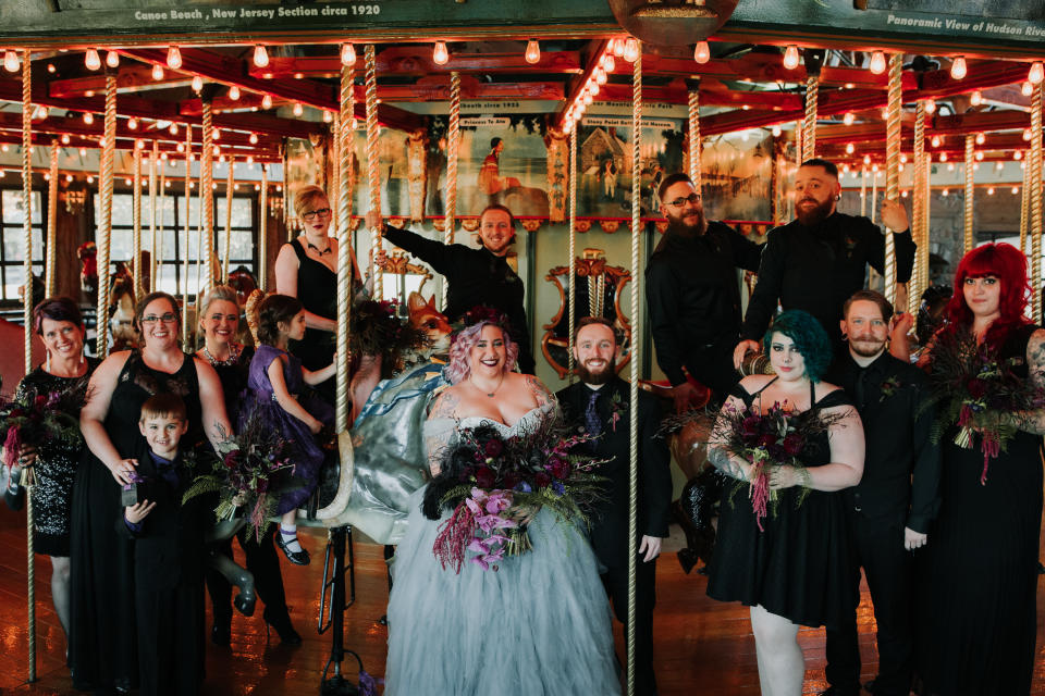 The merry-go-round at the venue added some whimsy to the big day.&nbsp;