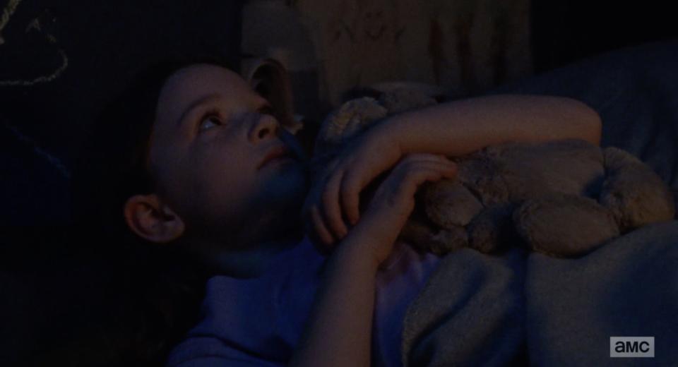 Lydia with her rabbit. (Some bunny better explain this.) (Photo: AMC)