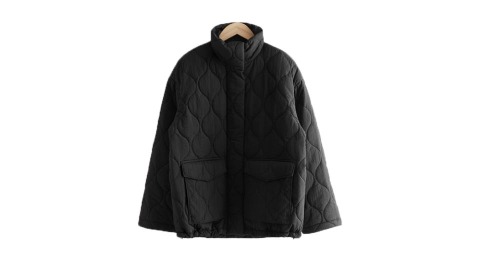 & Other Stories nylon quilted jacket in black
