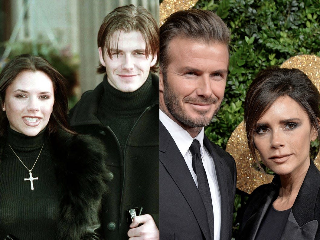 Victoria and David Beckham 1999 vs 2018