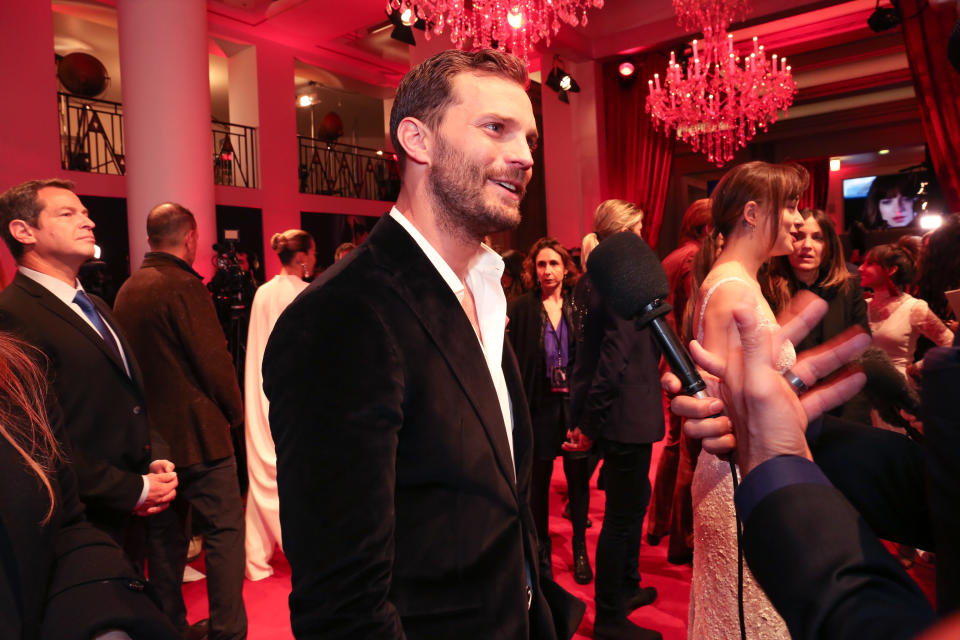 <p>Jamie Dornan photographed for the Fifty Shade Freed Premiere on Feb 6, 2018 in Paris, France. (Photo by Olivier VIGERIE / Contour by Getty Images) </p>