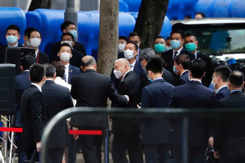 Former Chief Executive Tung Chee-hwa attends of opening ceremony of temporary national security office, in Hong Kong