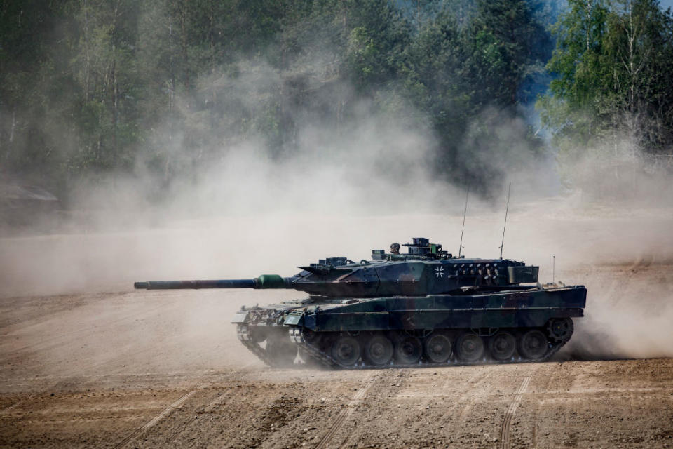 A Leopard Tank during a presentation by a German unit on May 20, 2019 in Munster, Germany.<span class="copyright">Morris MacMatzen—Getty Images</span>