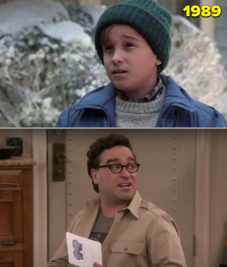 Johnny as a kid in "Christmas Vacation" vs. in the last season of "The Big Bang Theory"