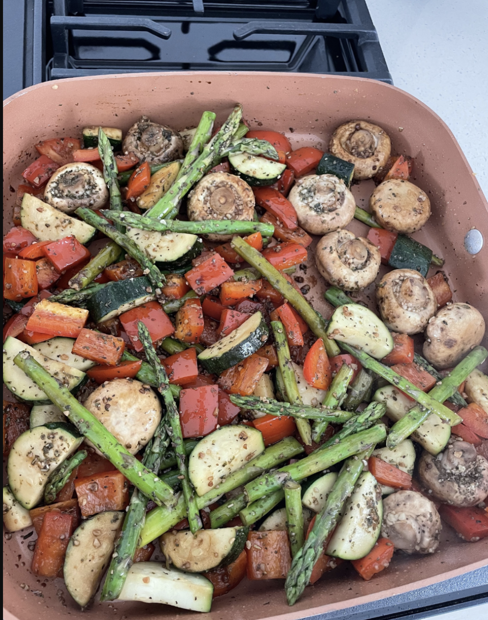 A pan full of roasted veggies