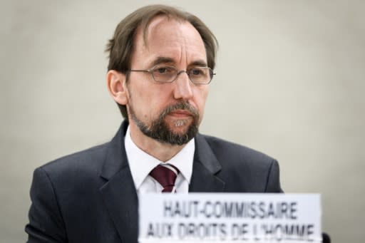 United Nations High Commissioner for Human Rights Zeid Ra'ad Al Hussein at a special session of the UN Human Rights Council which voted to send a team of war crimes investigators to probe the deadly shootings of Gaza protesters by Israeli forces