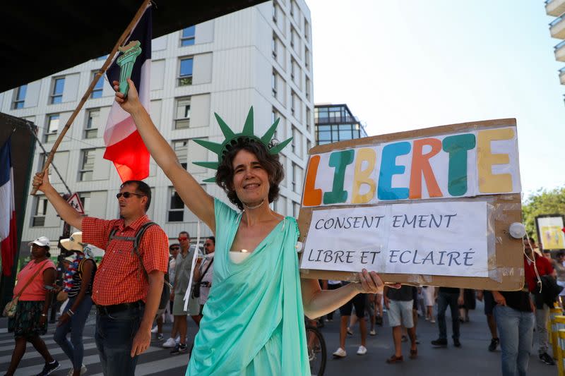 A protest against COVID-19 health pass in France