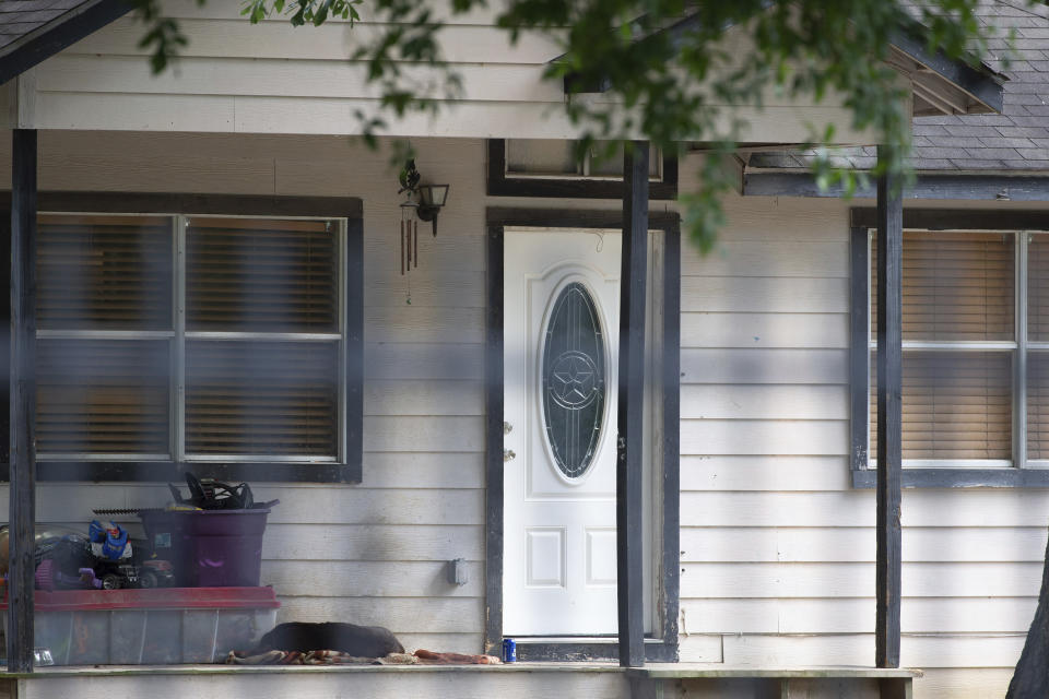 The house of the suspect who is responsible of killing five people is photographed Saturday, April 29, 2023, in Cleveland, TX. Authorities say an 8-year-old child was among five people killed in a shooting at the home in southeast Texas late Friday night. (Yi-Chin Lee/Houston Chronicle via AP)