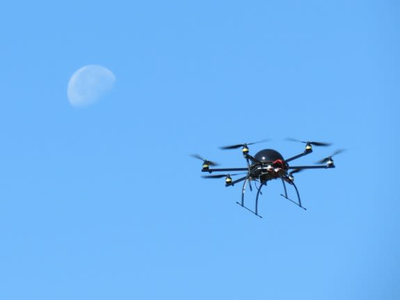 A NOAA hexacopter out for a spin. Scientists use the device to track marine life.