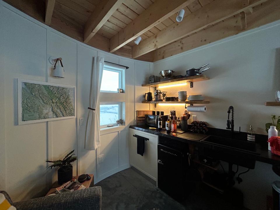 A small kitchenette inside an Airbnb.