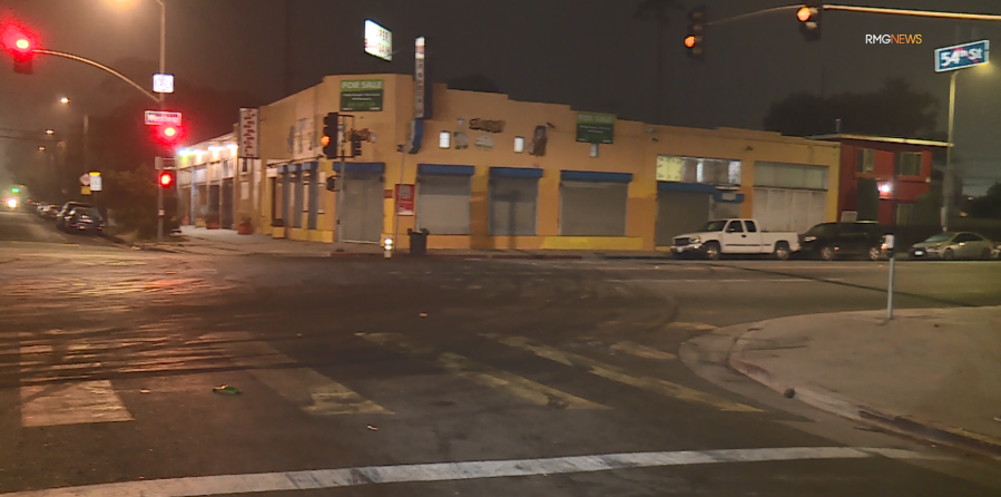 The scene of a shooting and robbery at a street takeover in L.A.’s Vermont Square neighborhood on July 20, 2024. (RMGNews)