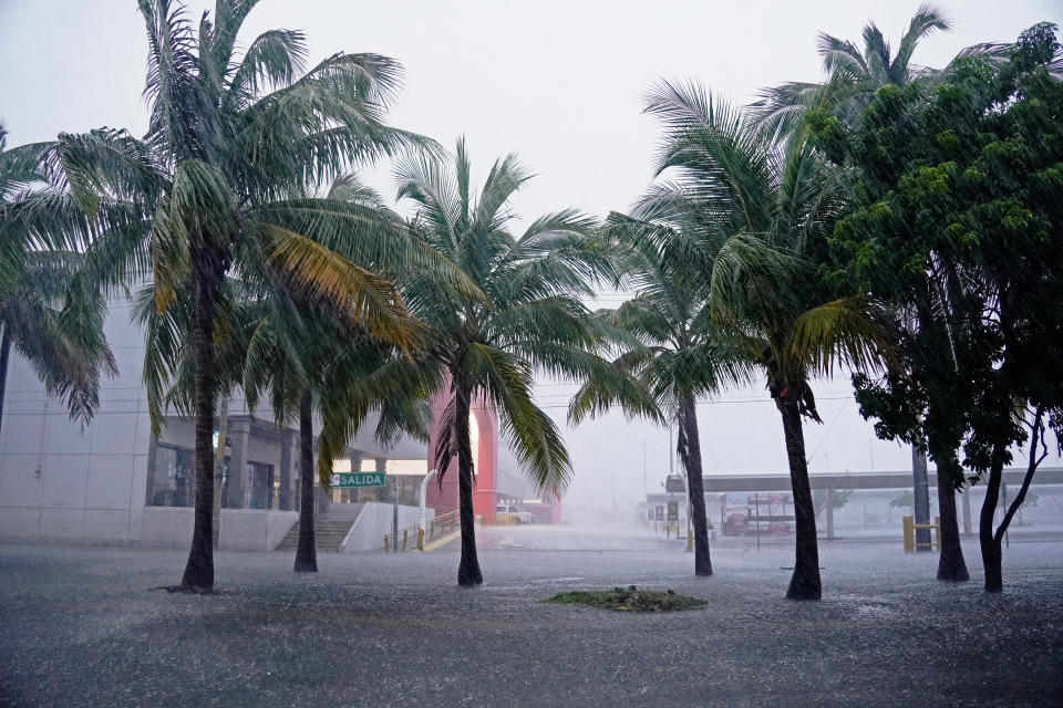 Heavy rain from Helene falls on Cancun, Mexico on Tuesday. (Elizabeth Ruiz/AFP via Getty Images)