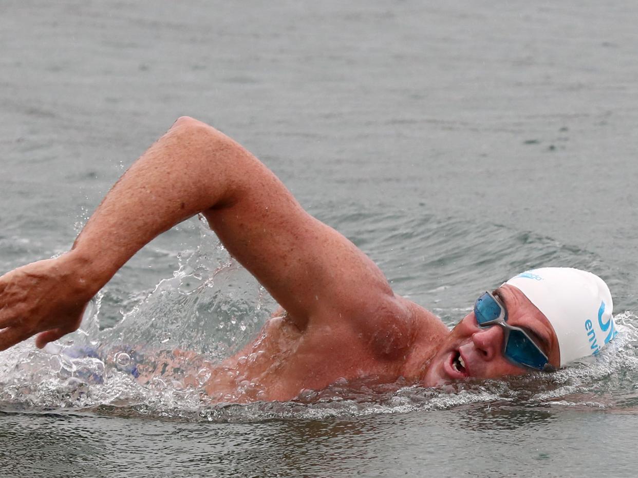 Lewis Pugh, shortly before completing his 330-mile swim along the English Channel in 2018.