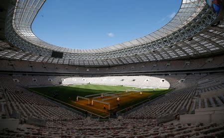 An interior view shows the Luzhniki Stadium, which will host 2018 FIFA World Cup matches, in Moscow, Russia May 6, 2017. REUTERS/Maxim Shemetov