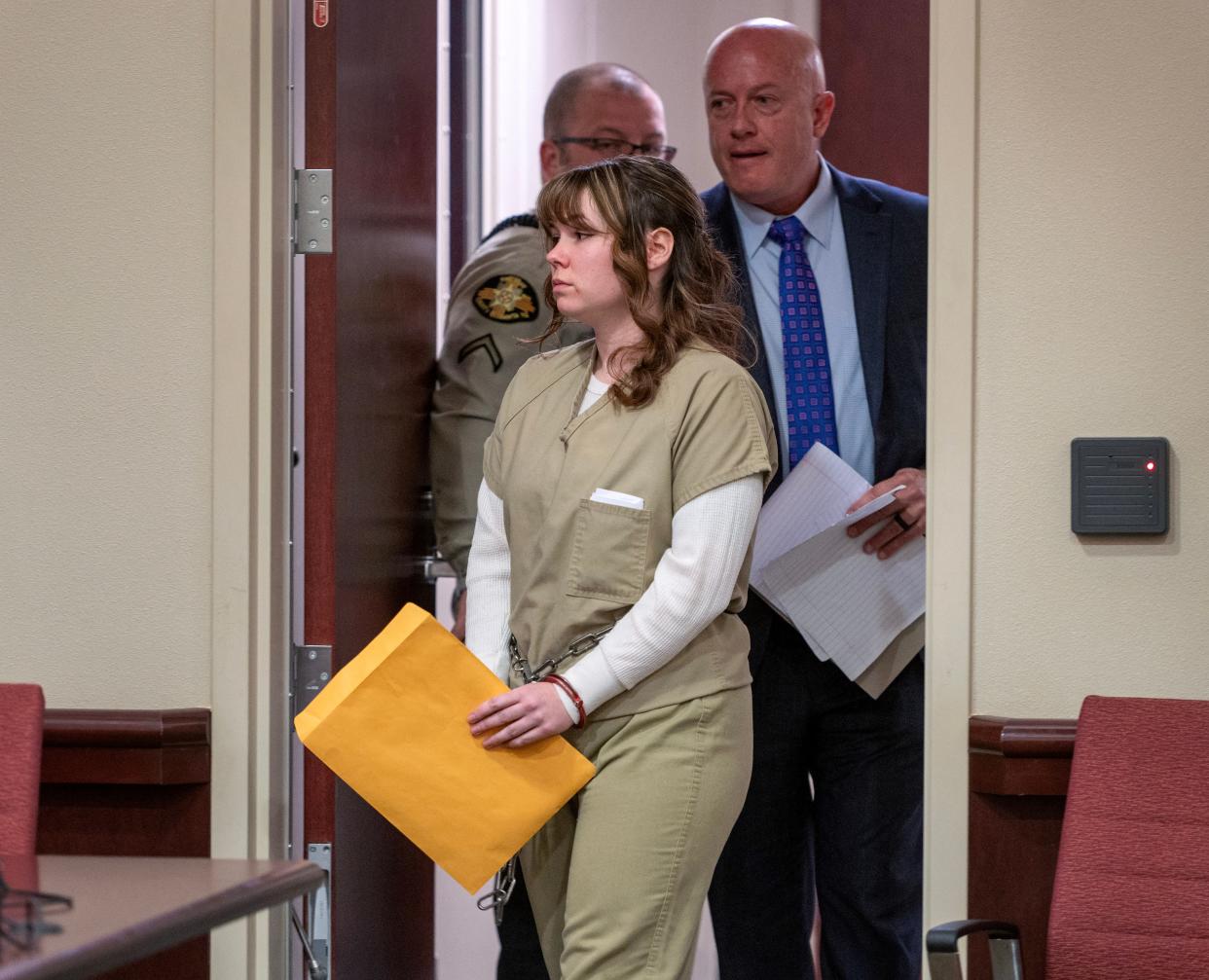 Hannah Gutierrez-Reed, the former armorer on the set of the Alec Baldwin movie "Rust," arrives for her sentencing hearing at the First Judicial District Courthouse in Santa Fe, New Mexico, April 15, 2024.