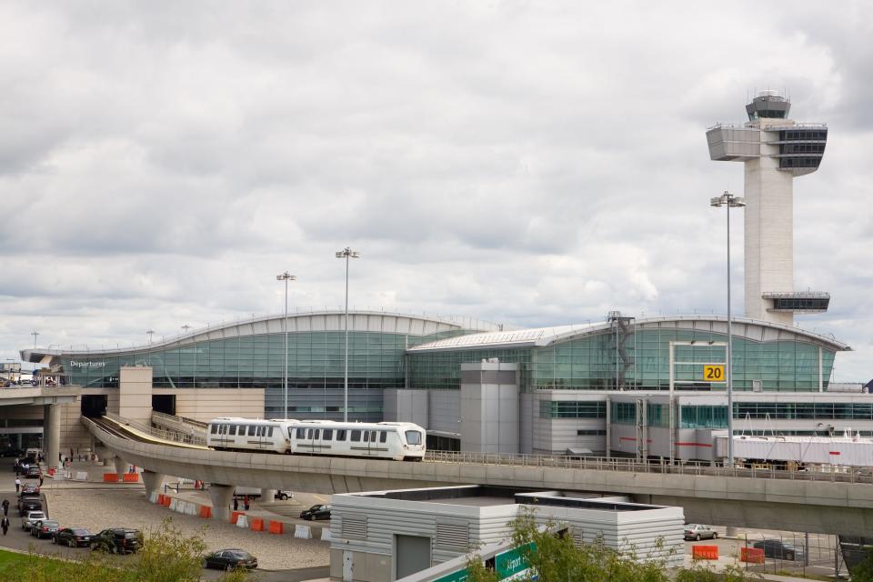 JFK warned people on Sunday that weather was affecting take-offs.