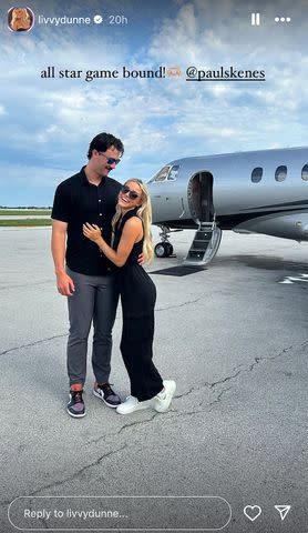 <p>Olivia Dunne/Instagram</p> From Left: Paul Skenes and Olivia Dunne prepare to travel to the MLB All-Star Game