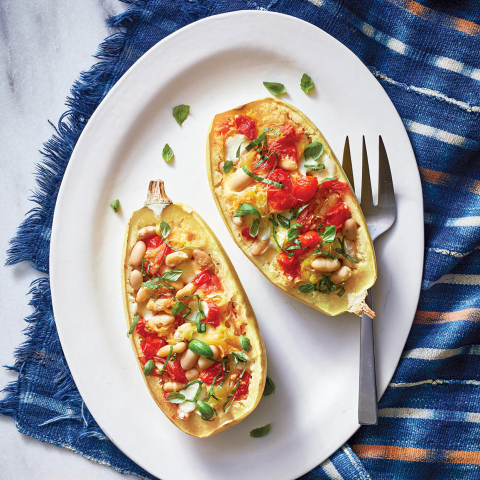 Slow-Cooker Caprese Spaghetti Squash with White Beans