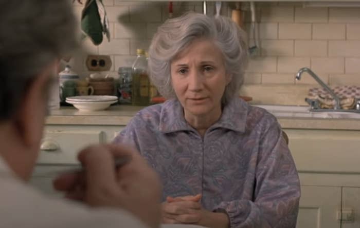 Olympia at the kitchen table in "Moonstruck"