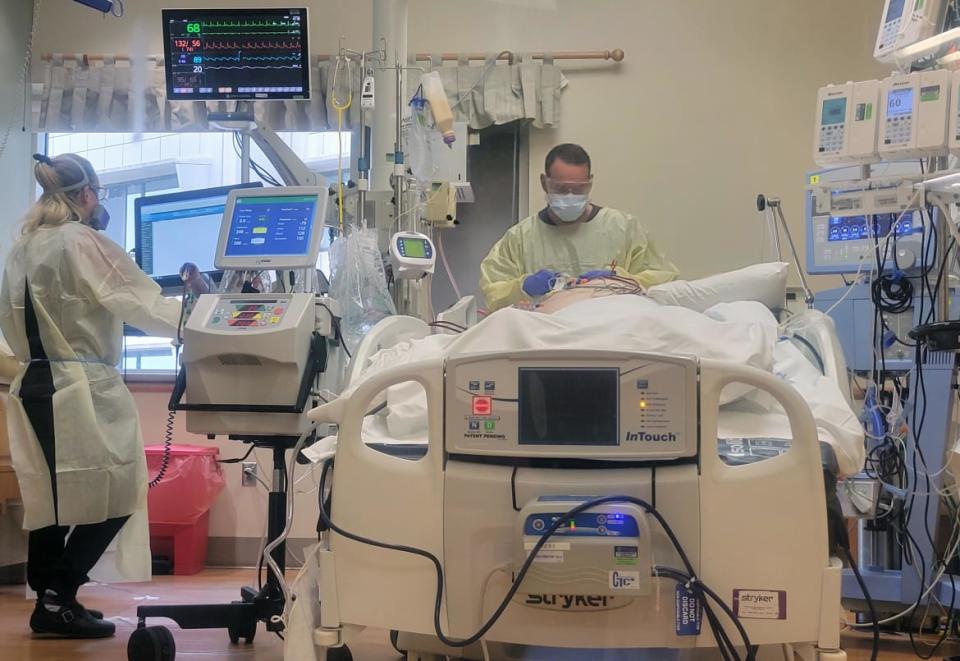 <div class="inline-image__caption"><p>"Respiratory Therapists Darian Roy and Kevin Messick provide care to a ventilated COVID-19 patient in the Intensive Care Unit at Saint Alphonsus Regional Medical Center in Boise, ID."</p></div> <div class="inline-image__credit">Courtesy Saint Alphonsus Health System</div>