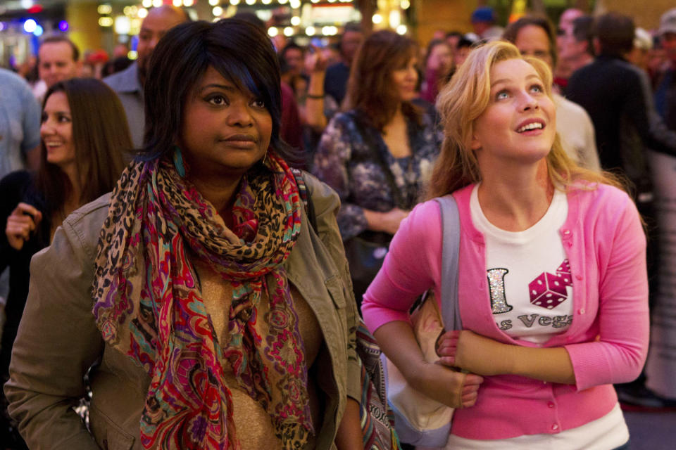 This photo released by courtesy of RLJ Entertainment shows Octavia Spencer, left, and Julianne Hough, in the quirky comedy “Paradise,” directed by Diablo Cody. (AP Photo/Courtesy RLJ Entertainment)