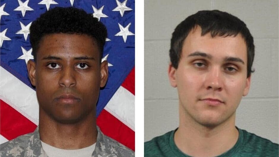 This combination of photos provided by the U.S. Army and the University of Maryland Police Department shows Richard Collins III, left, and Sean Urbanski. (U.S. Army, University of Maryland Police Department via AP, File)