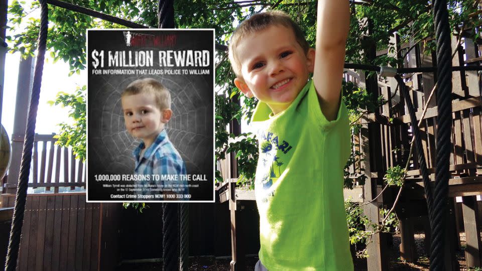 Police believe William was abducted and earlier this year they offered a $1 million reward for any information that leads to his recovery. Photo: AAP