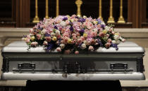 <p>Former U.S. first lady Barbara Bush lies in repose during the visitation of former first lady Barbara Bush at St. Martin’s Episcopal Church, Friday, April 20, 2018, in Houston. (Photo: David J. Phillip/AP) </p>