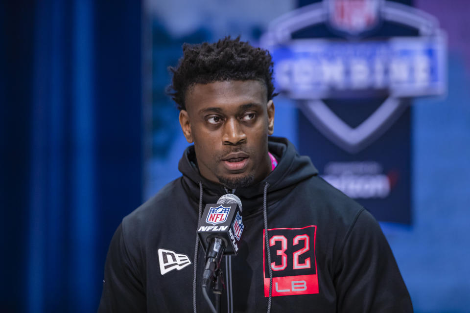 Patrick Queen was one of the leaders on LSU's national championship team, and he shined at the NFL scouting combine. (Photo by Michael Hickey/Getty Images)