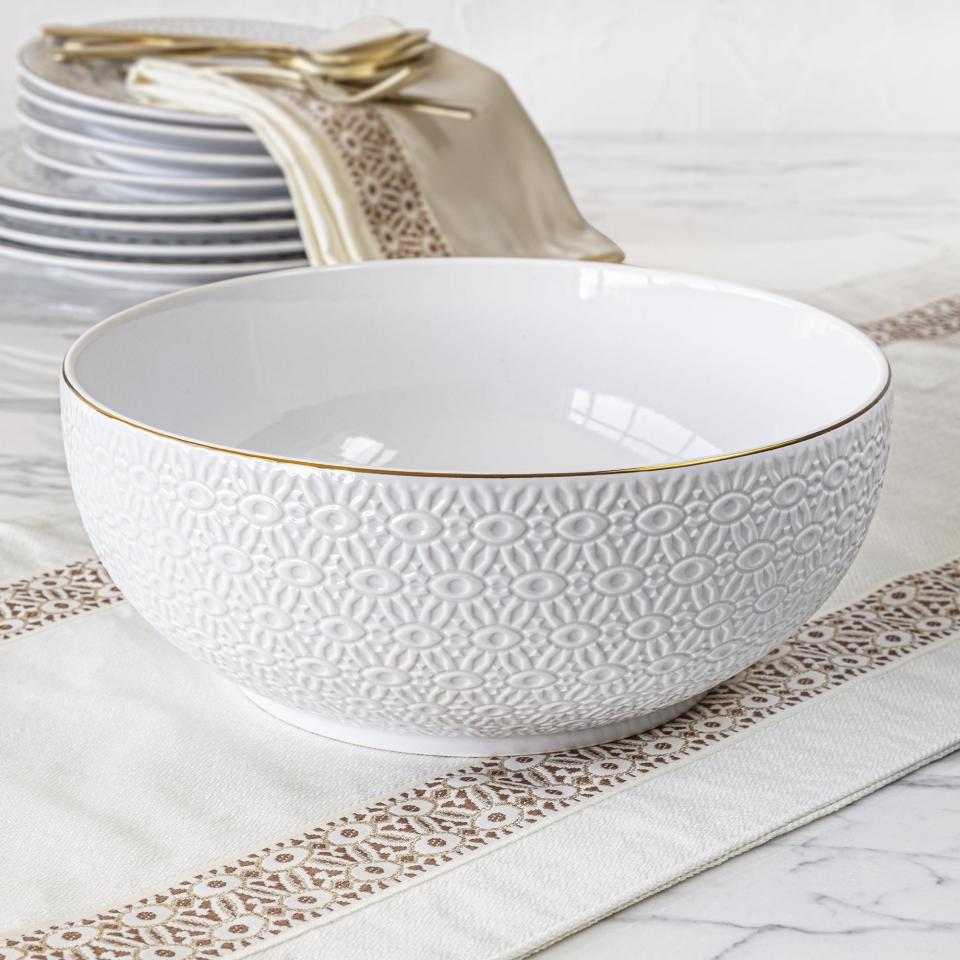 the white embossed bowl