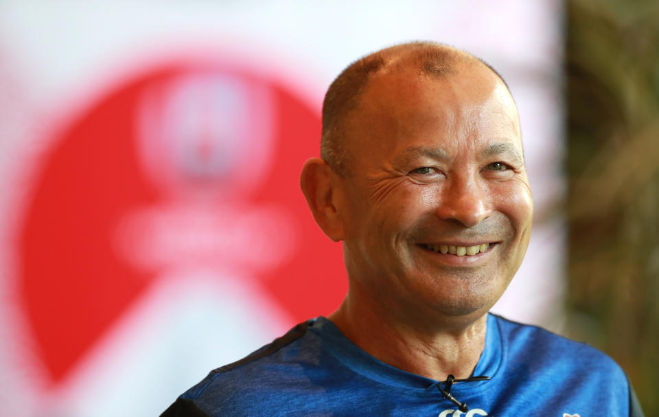 MIYAZAKI, JAPAN - SEPTEMBER 14:  Eddie Jones, the  England head coach faces the media at a conference held prior to the Japan 2019 Rugby World Cup on September 14, 2019 in Miyazaki, Japan. (Photo by David Rogers/Getty Images)