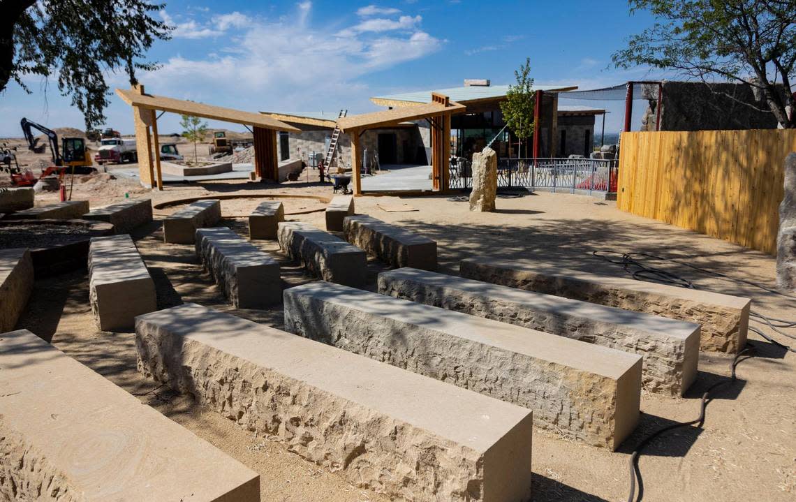 A new welcome center and outdoor amphitheater which will act as a classroom are under construction at The World Center for Birds of Prey in Boise on Aug. 30, 2022.