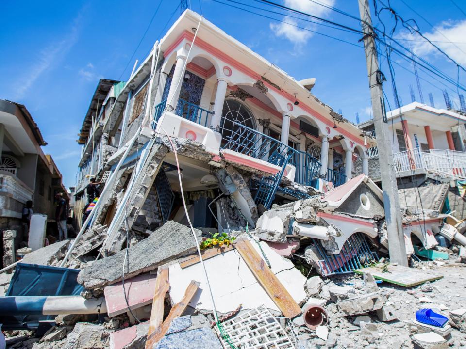 Photo shows the destruction of buildings in Haiti after a 7.2 magnitude earthquake hit the country on August 14.