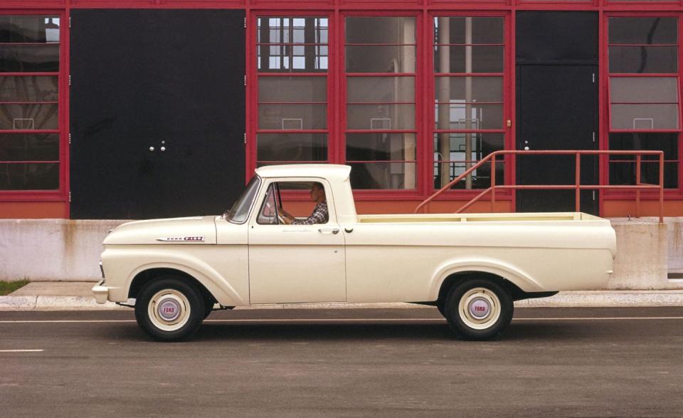 <p>Although the fourth-generation truck makes its debut in 1961 with a traditional solid-axle suspension, it eventually receives Ford's vaunted twin-I-beam setup in 1965. Available on two-wheel-drive models, the novel suspension design is hyped directly at noncommercial truck users with the slogan "Drives like a car, works like a truck." Although the twin-I-beam suspension is effective and kept in use for decades to come, some owners complain about increases in tire wear due to camber variations that are inherent to the suspension design. The first factory-built four-door crew cab appears in 1965 in F-250 trim and is sold as a special order. The top-level Ranger appears in 1966, offering carpeting, power brakes, power steering, and air conditioning. <br></p>