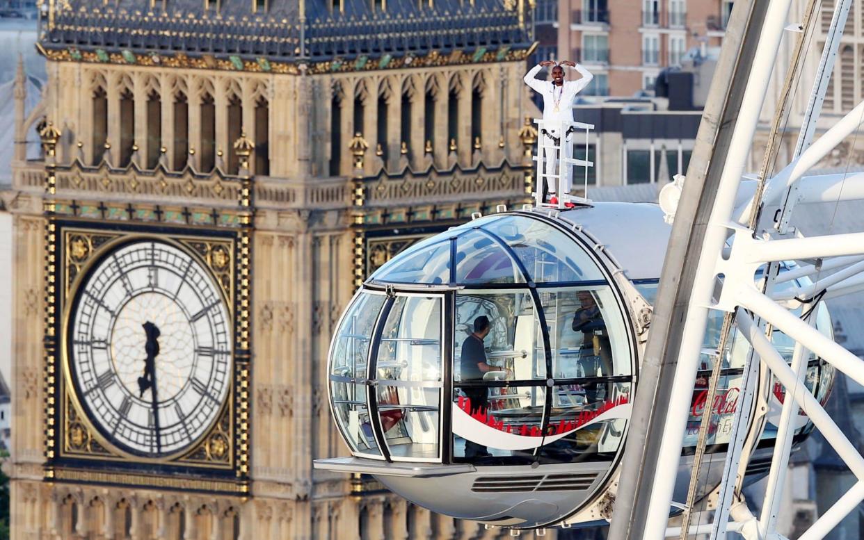 Mo Farah on top of the London Eye - PA