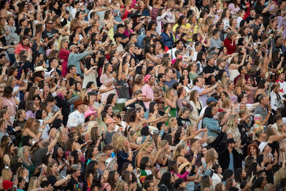 Fans cheer at Levi’s Stadium during Taylor Swift’s The Eras Tour on Friday, July 28, 2023, in Santa Clara, in the first of two concerts at the stadium.