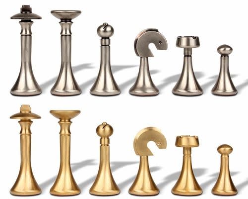 7) Modern Brass Chess Set