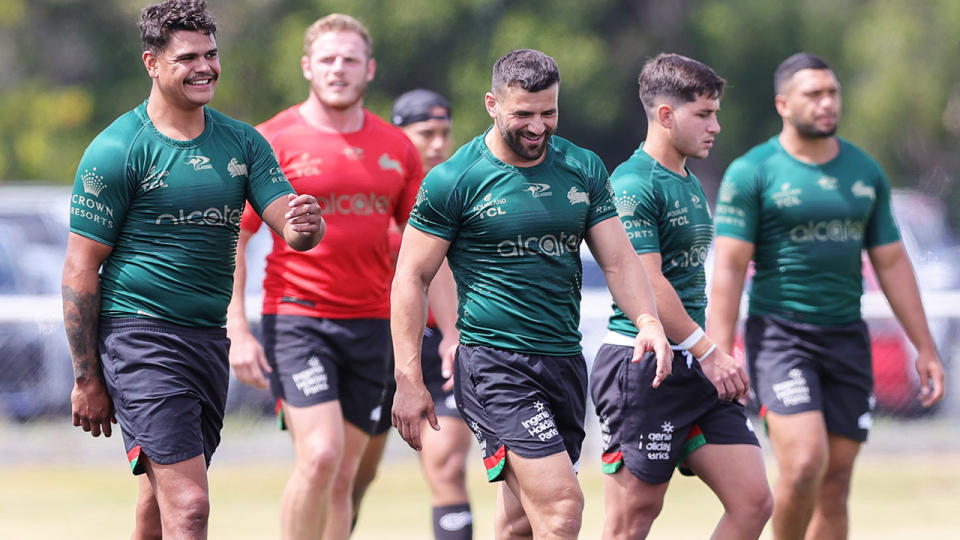 South Sydney players, pictured here during a training session ahead of the grand final. 