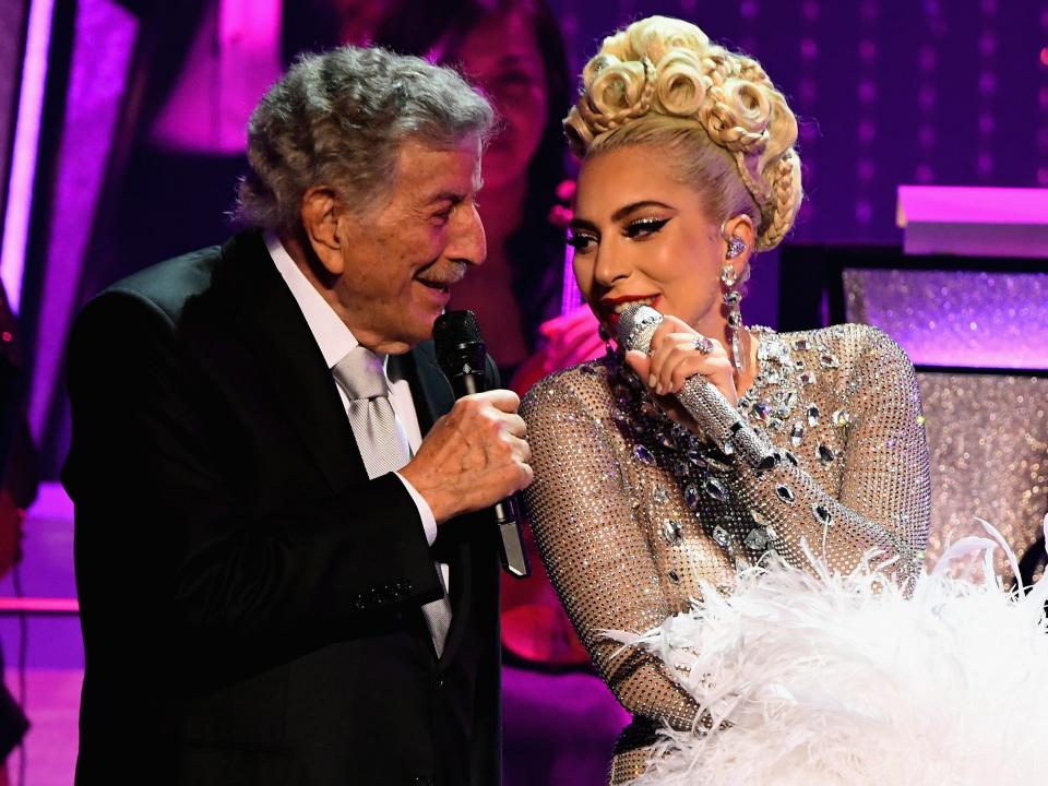 Tony Bennett and Lady Gaga performing together in 2019.