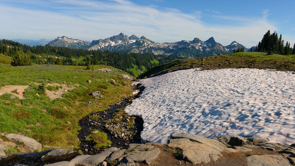 View of the Tatoosh Range from the Skyline Trail at Paradise in Mt. Rainier National Park in Washington.