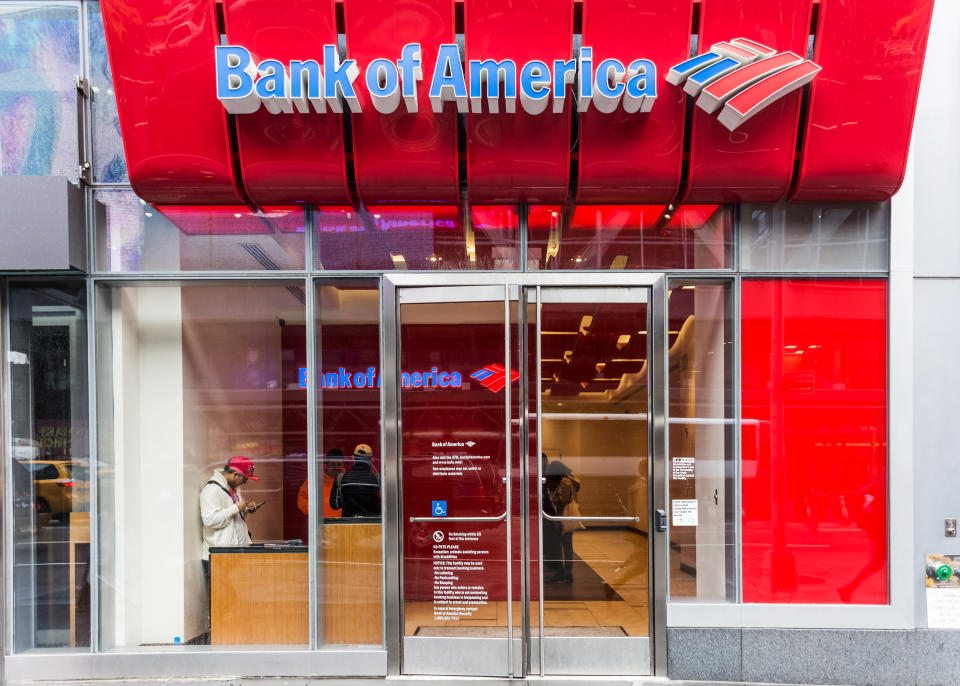 New York, NY, USA - May 5, 2017:  A Bank of America branch office as seen on Eighth Avenue in New York City.