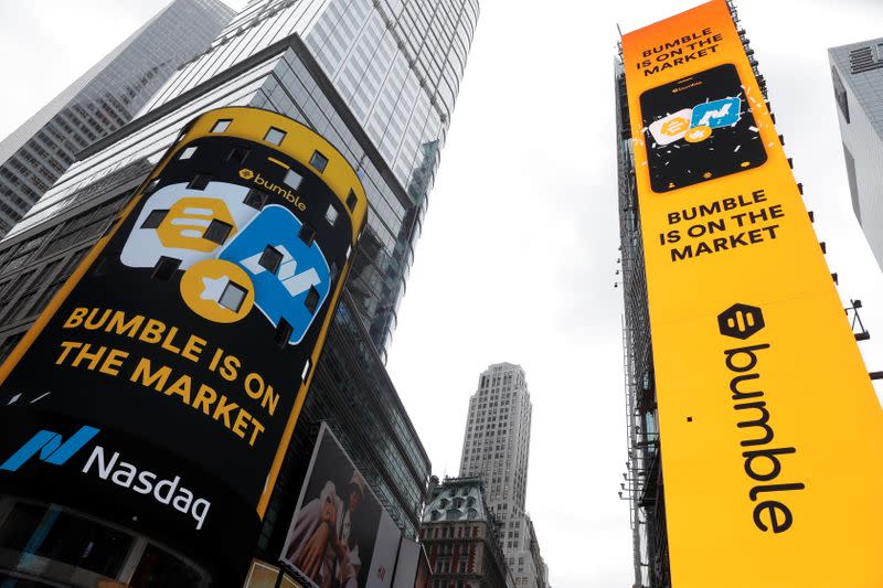 Bumble Inc. (BMBL) makes stock IPO on Nasdaq in New York City